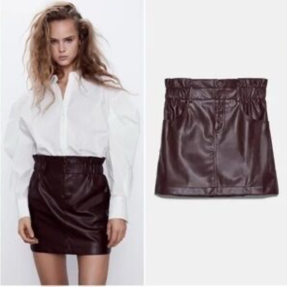 ZARA NEW FAUX LEATHER MINI SKIRT M